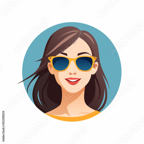 Young beautiful fashion woman with sunglasses Abstract female face, retro style