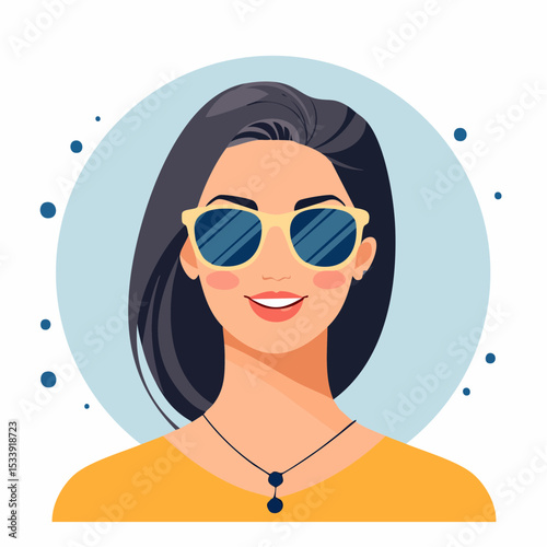 Young beautiful fashion woman with sunglasses Abstract female face, retro style