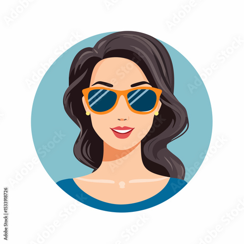 Young beautiful fashion woman with sunglasses Abstract female face, retro style