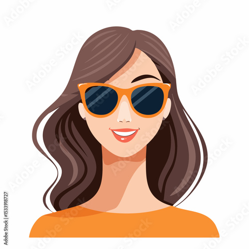 Young beautiful fashion woman with sunglasses Abstract female face, retro style