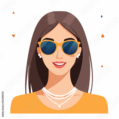 Young beautiful fashion woman with sunglasses Abstract female face, retro style
