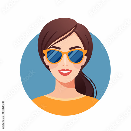 Young beautiful fashion woman with sunglasses Abstract female face, retro style