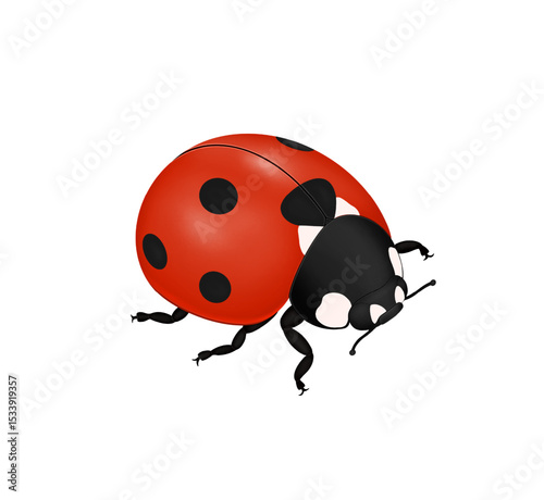 Ladybug on transparent background, bug, insect. Vector illustration.