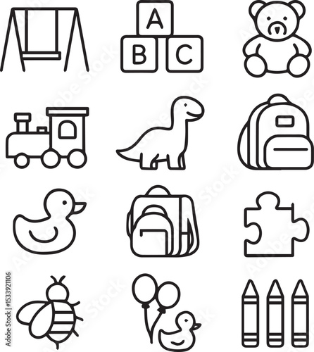 kindergarten vector toys set 