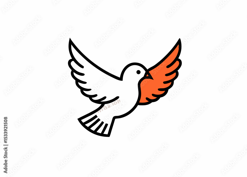 Fototapeta premium White pigeons minimalist logo, Icon, element vector illustration