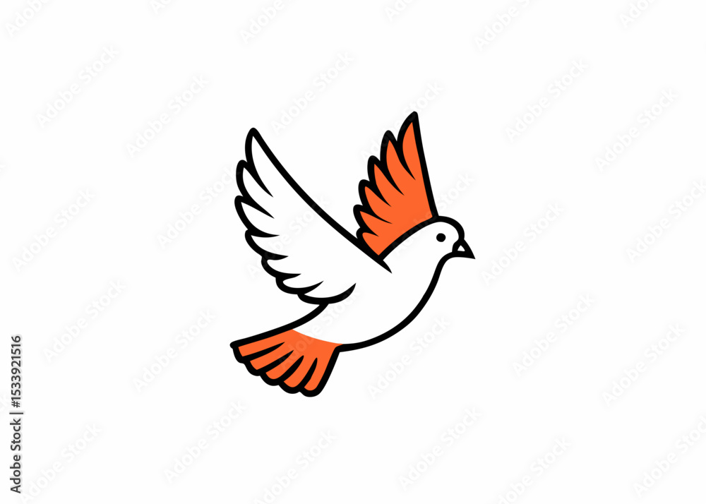 Fototapeta premium White pigeons minimalist logo, Icon, element vector illustration