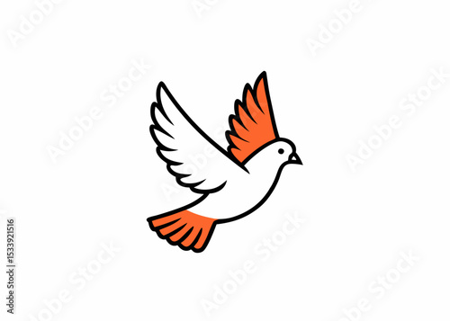 White pigeons minimalist logo, Icon, element vector illustration