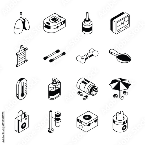 Visually appealing collection of hospital services isometric icons