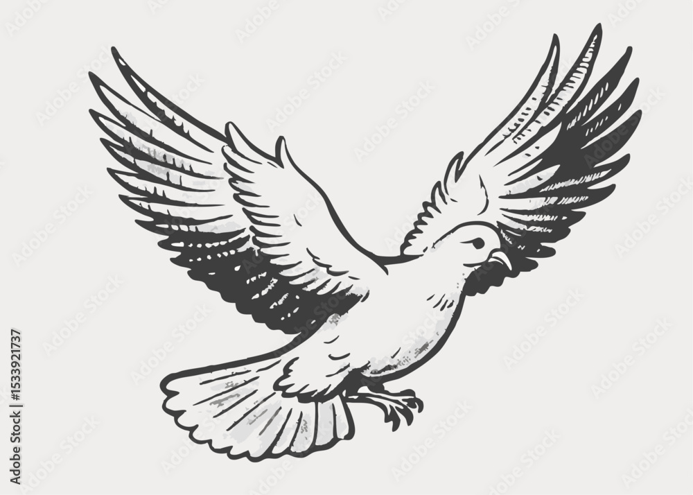 Fototapeta premium White pigeon bird vintage style Minimalist concept vector illustration