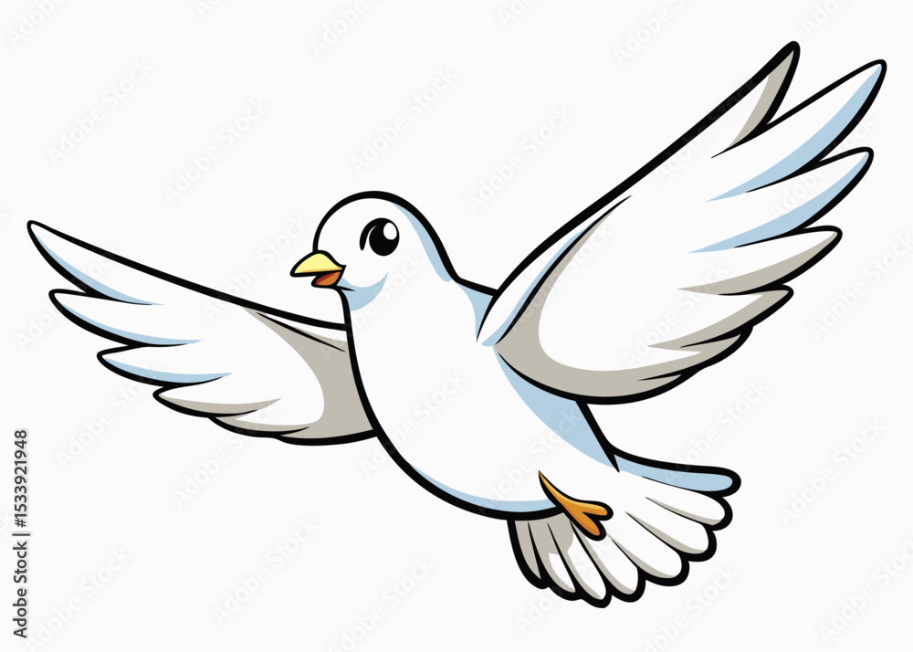 Obraz premium Flying dove, drawing, engraving, ink, line art, vector cartoon illustration