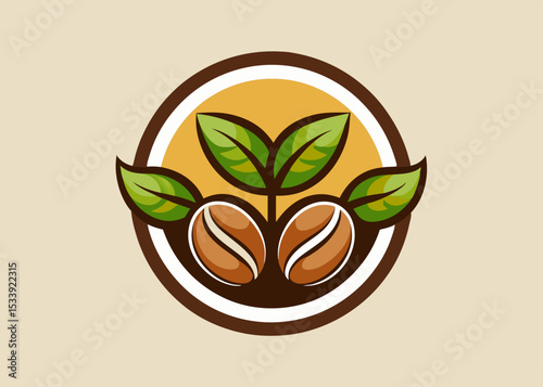 coffee beans and leaves mascot logo design. Illustration for international coffee day celebration