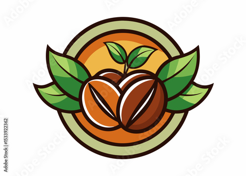 coffee beans and leaves mascot logo design. Illustration for international coffee day celebration