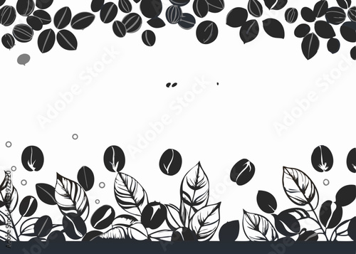 coffee beans and leaves Isolated on white background