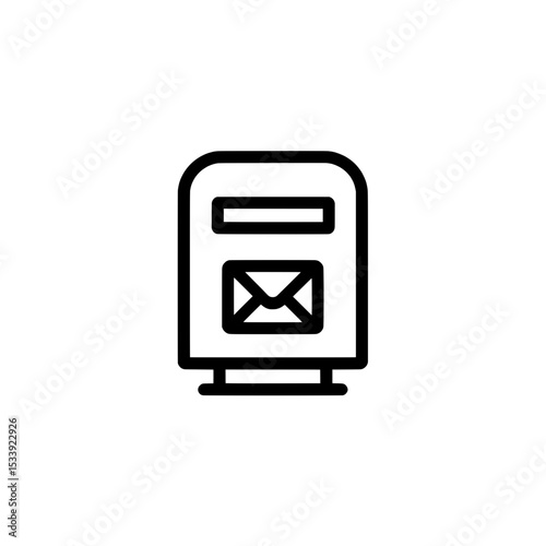Line icon of a mail delivery box with envelope symbol, representing postal services, mailing, or messaging.