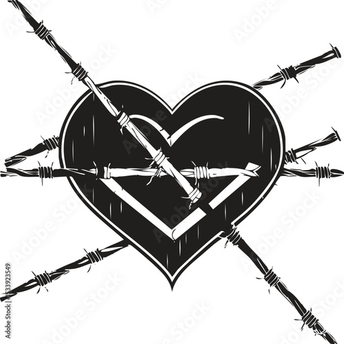 Barbed Wire Heart Symbol - Love, Pain & Strength

