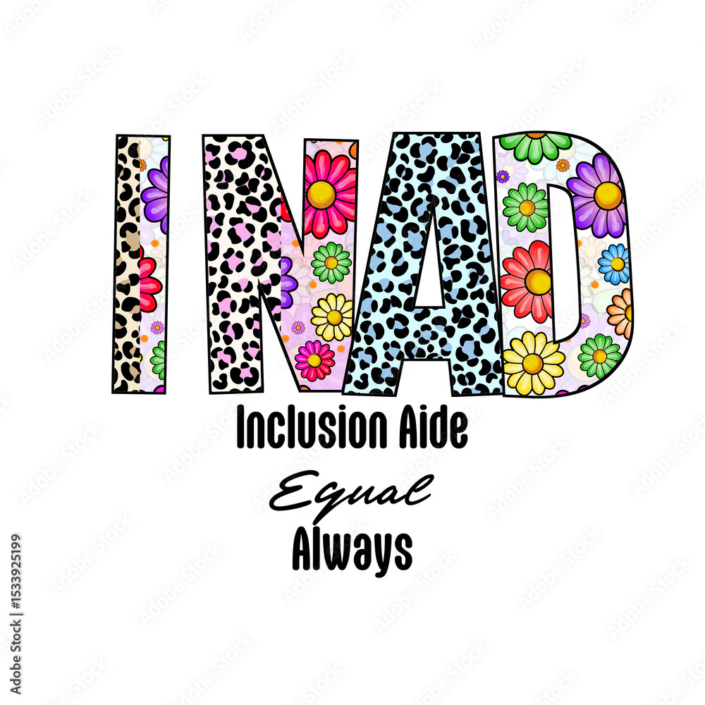 Fototapeta premium Inad - Colorful Flower and Leopard Print Design