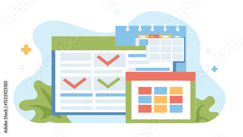 Illustration showing three calendars with different layouts and color schemes on a light background