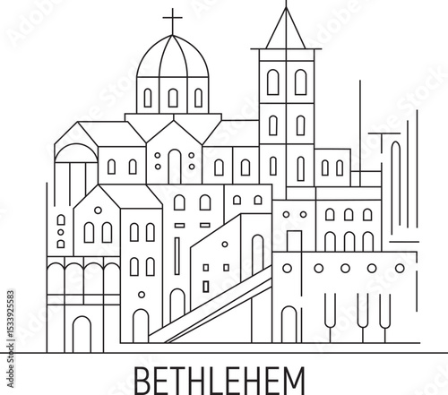 Bethlehem City Line Draw Simple Minimalist