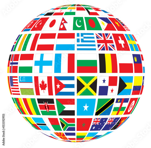 international flags on Globe Clipart - International Vector Design