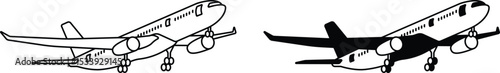 Airplane line and fill vector illustration