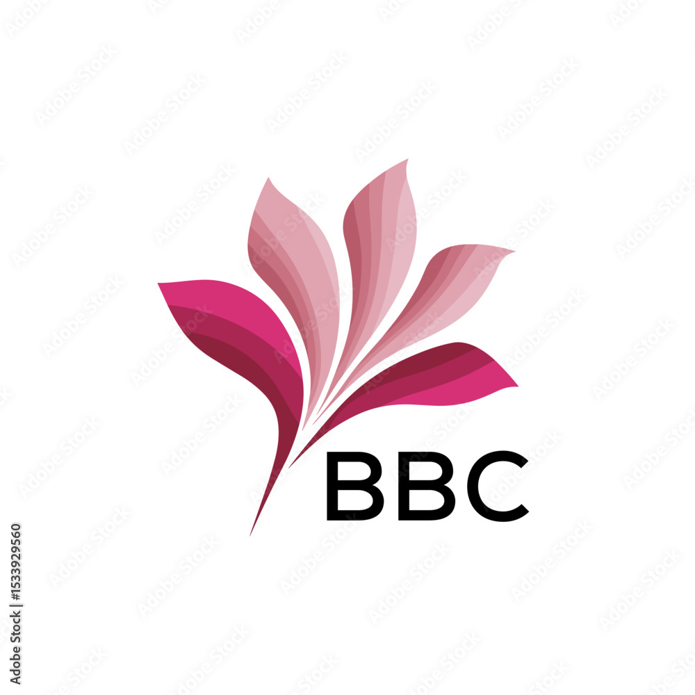 Fototapeta premium BBC Elegant Abstract Floral Logo Design BBC Later Logo, with Pink Petals and BBC Text 