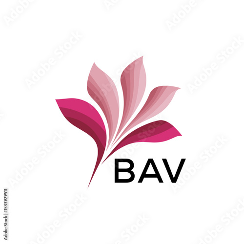 BAV Elegant Abstract Floral Logo Design BAV  Later Logo, with Pink Petals and BAV Text
