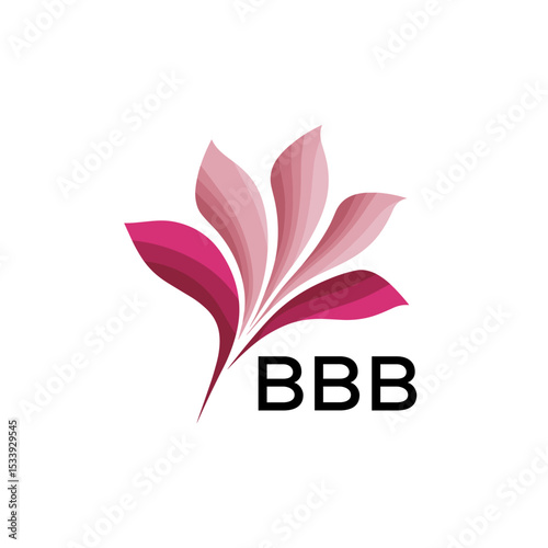 BBB Elegant Abstract Floral Logo Design BBB  Later Logo, with Pink Petals and BBB Text
