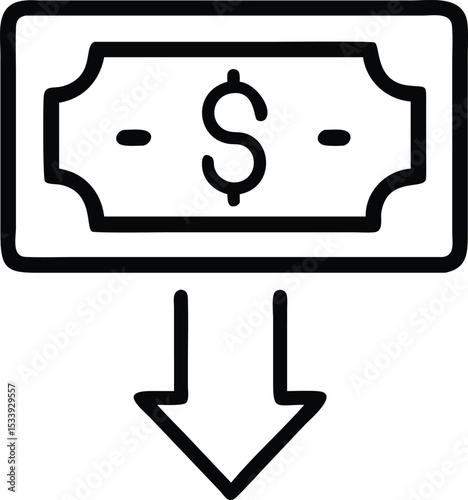 dollar arrows down icon sign vector