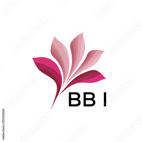 BBI Elegant Abstract Floral Logo Design BBI  Later Logo, with Pink Petals and BBI Text
