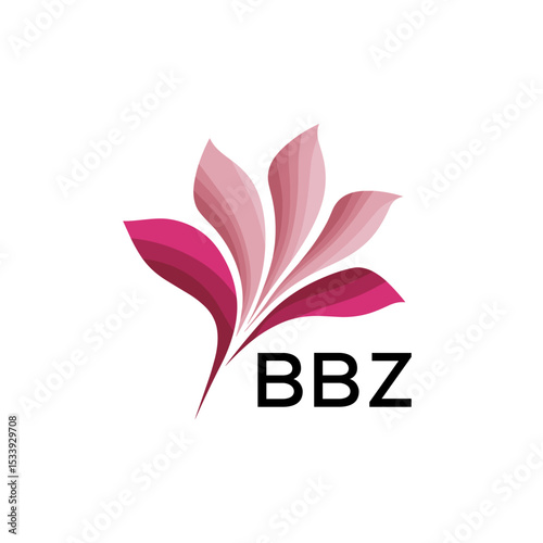 BBZ Elegant Abstract Floral Logo Design BBZ  Later Logo, with Pink Petals and BBZ Text
