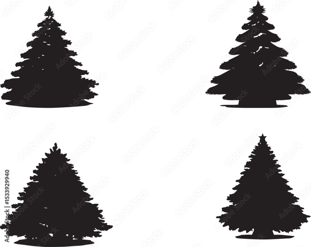 Obraz premium Vector Christmas Tree Silhouette Set