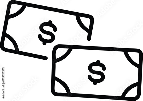 dollar cash icon for financial apps and websites 
