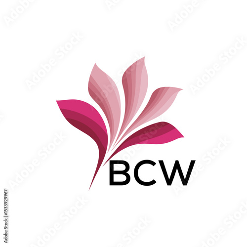BCW Elegant Abstract Floral Logo Design BCW  Later Logo, with Pink Petals and BCW Text
