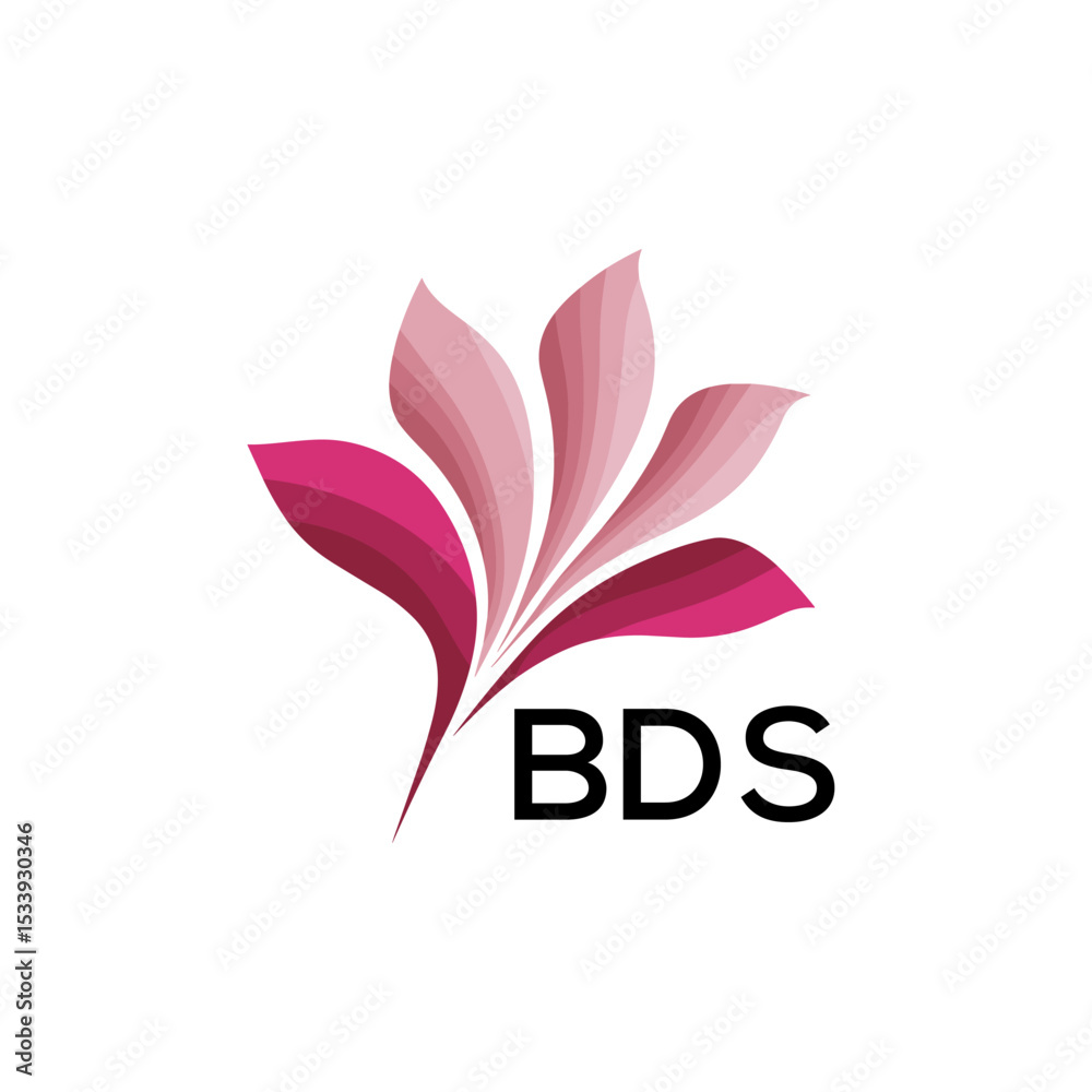 Fototapeta premium BDS Elegant Abstract Floral Logo Design BDS Later Logo, with Pink Petals and BDS Text 