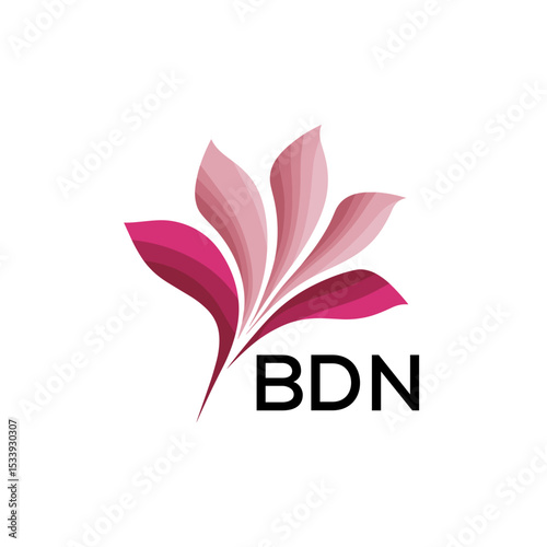 BDN Elegant Abstract Floral Logo Design BDN  Later Logo, with Pink Petals and BDN Text
