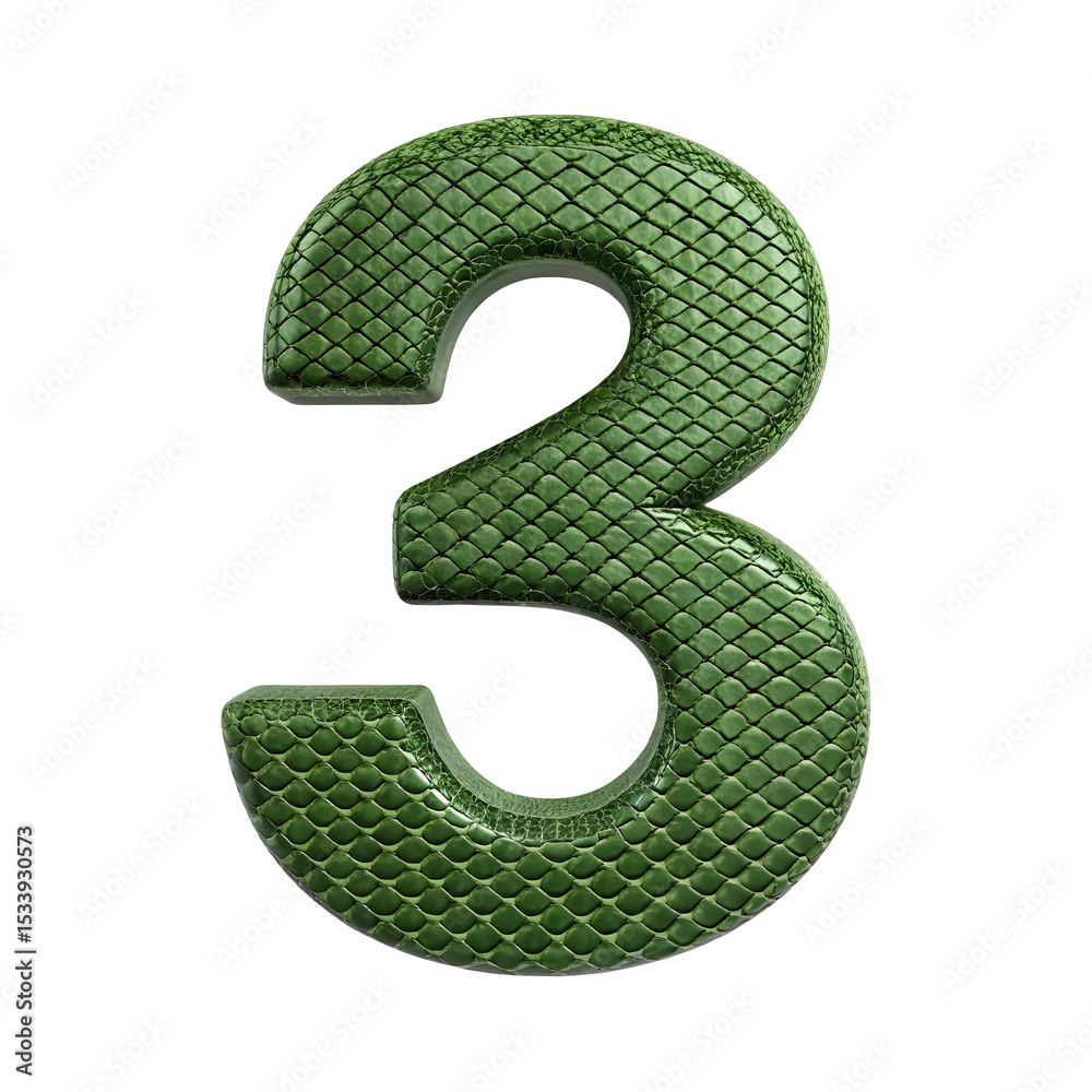 Naklejka premium 3 made of realistic 3d render green color on a transparent background 