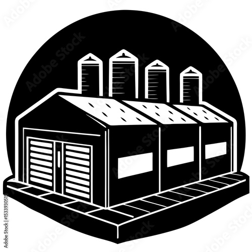 Cold Storage Vector Illustration | Generative AI & Linocut Silhouette Design