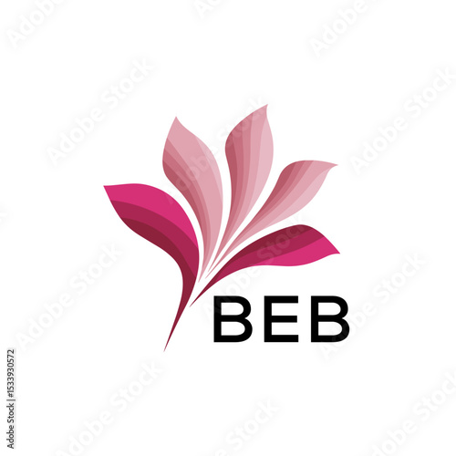 BEB Elegant Abstract Floral Logo Design BEB  Later Logo, with Pink Petals and BEB Text
