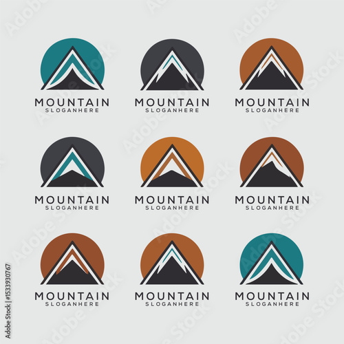 Mountain Logo Set – Minimal and Vintage Outdoor Adventure Badges and Emblems
