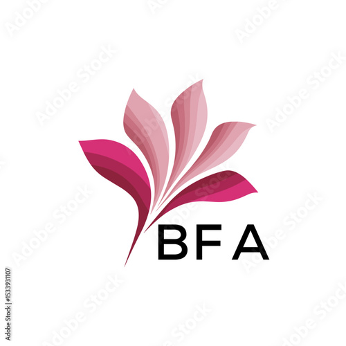 BFA Elegant Abstract Floral Logo Design BFA  Later Logo, with Pink Petals and BFA Text
