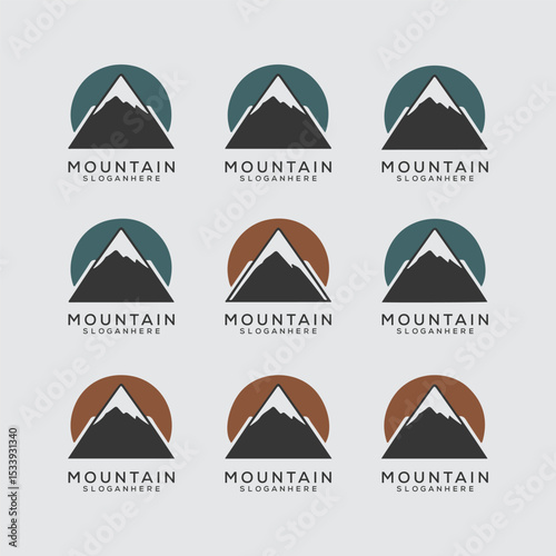 Mountain Logo Set – Minimal and Vintage Outdoor Adventure Badges and Emblems
