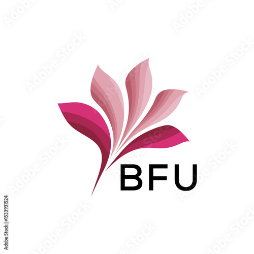 BFU Elegant Abstract Floral Logo Design BFU  Later Logo, with Pink Petals and BFU Text
