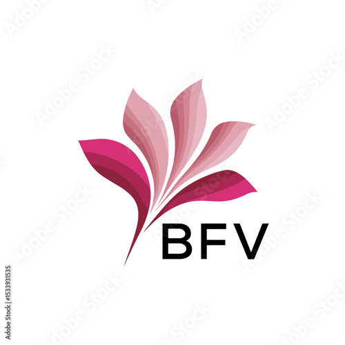 BFV Elegant Abstract Floral Logo Design BFV  Later Logo, with Pink Petals and BFV Text
