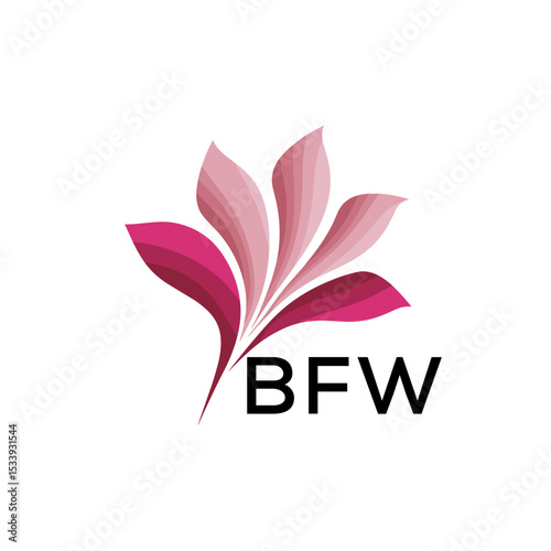 BFW Elegant Abstract Floral Logo Design BFW  Later Logo, with Pink Petals and BFW Text
