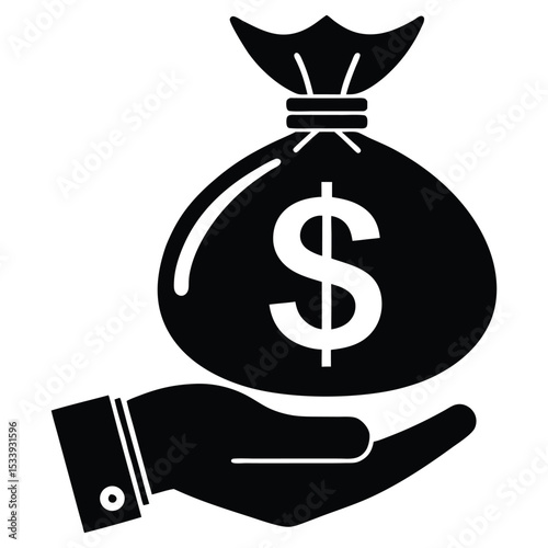 Hand holding a bag of money with the dollar symbol concept for financial investment