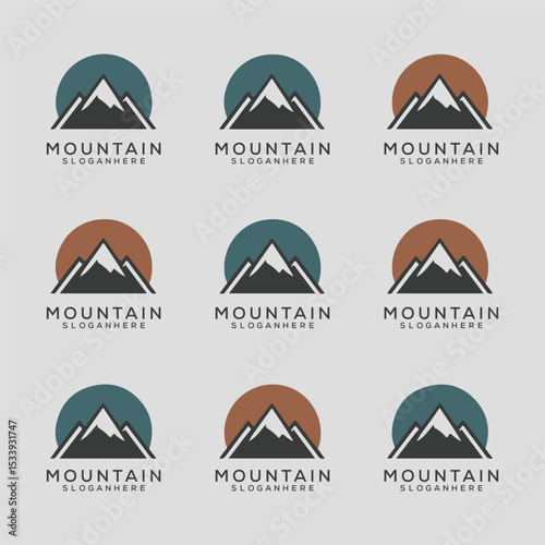 Mountain Logo Set – Minimal and Vintage Outdoor Adventure Badges and Emblems
