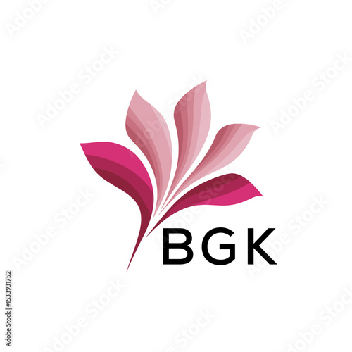 BGK Elegant Abstract Floral Logo Design BGK  Later Logo, with Pink Petals and BGK Text
