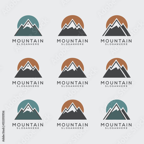 Mountain Logo Set – Minimal and Vintage Outdoor Adventure Badges and Emblems
