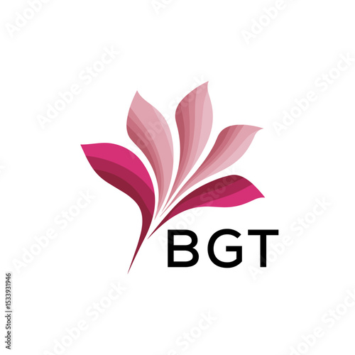 BGT Elegant Abstract Floral Logo Design BGT  Later Logo, with Pink Petals and BGT Text
