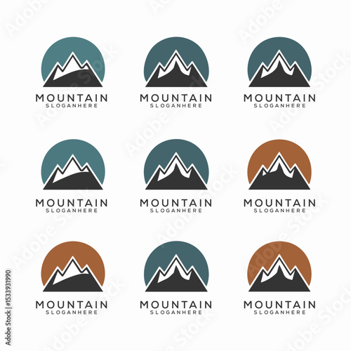 Mountain Logo Set – Minimal and Vintage Outdoor Adventure Badges and Emblems
